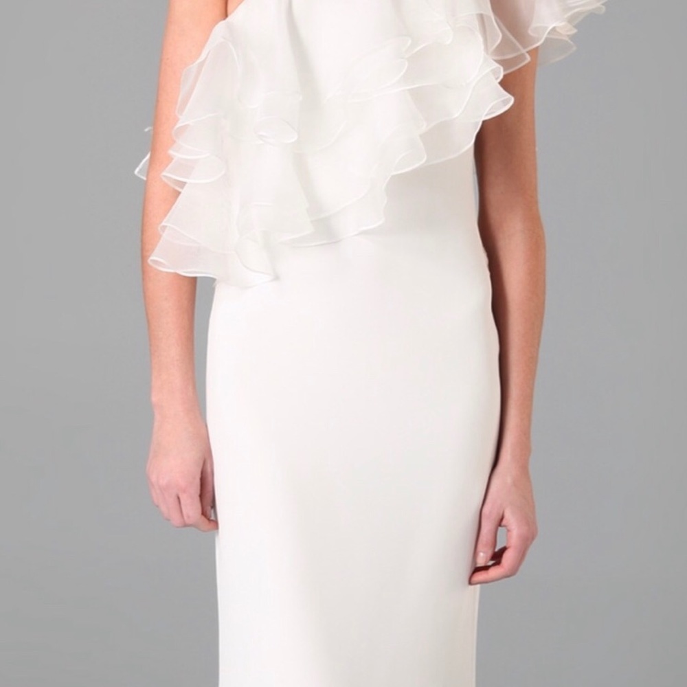 Marchesa Full Length Dress - One Shoulder Ruffles